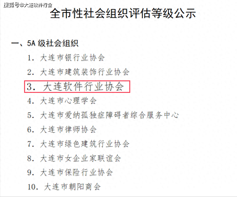 IM电竞 IM电竞app喜报！大连软件行业协会再获社会组织评估最高等级——5A级!(图2)