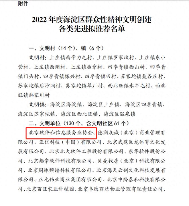 IM电竞 电子竞技平台喜讯！北京软件和信息服务业协会获评2022年度海淀区文明单位(图2)
